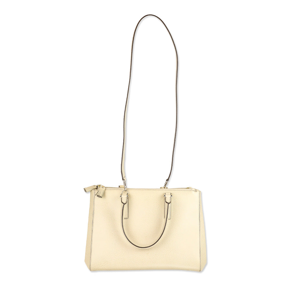 Anya Hindmarch Cream Grained Leather Ebury Tote
