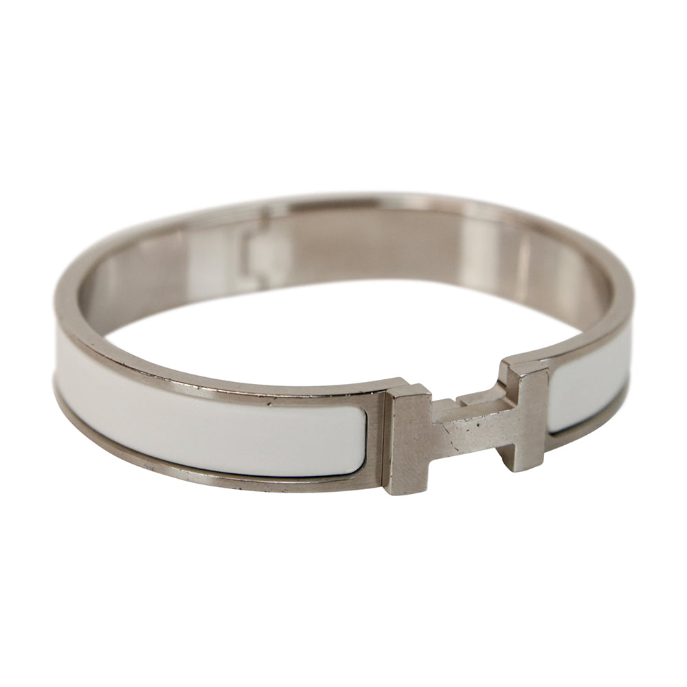 Hermès White Clic H Bracelet