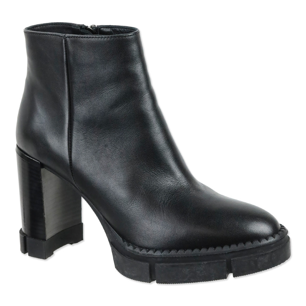 Aquatalia Black Calf Leather Lola Zip Ankle Boot