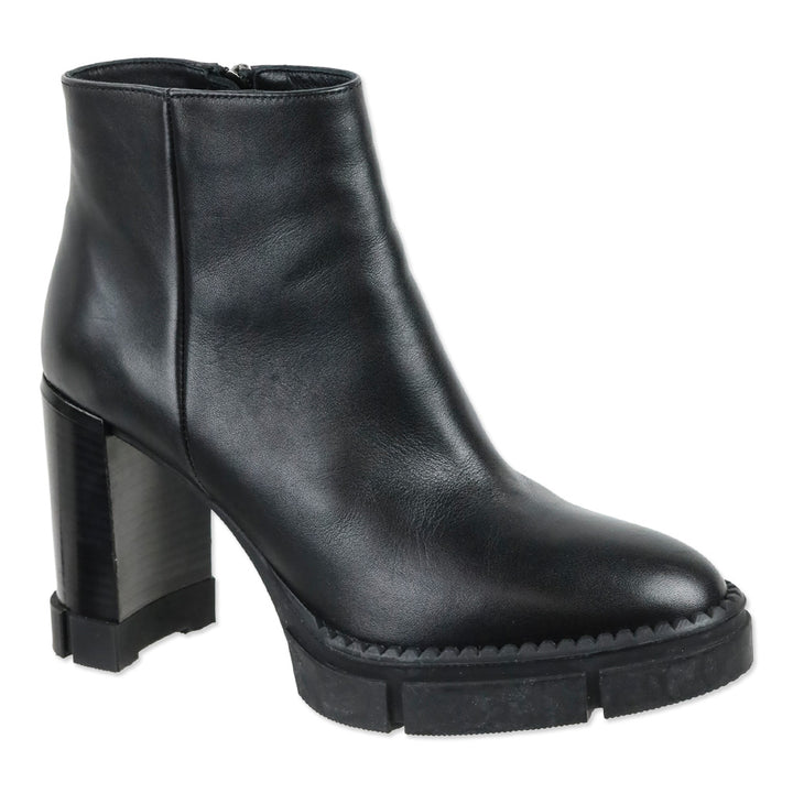 Aquatalia Black Calf Leather Lola Zip Ankle Boot