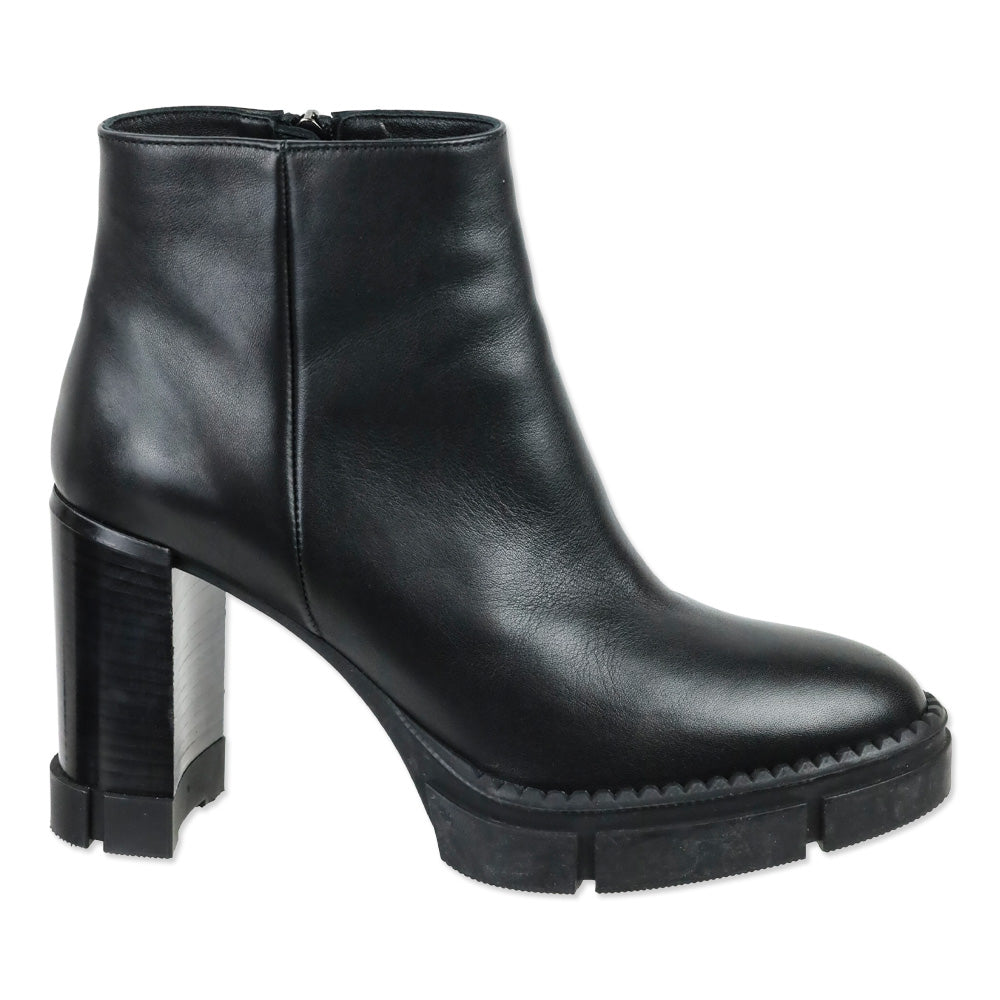 Aquatalia Black Calf Leather Lola Zip Ankle Boot