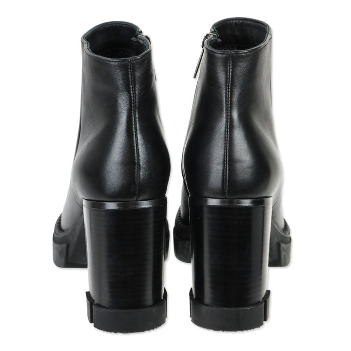 Aquatalia Black Calf Leather Lola Zip Ankle Boot