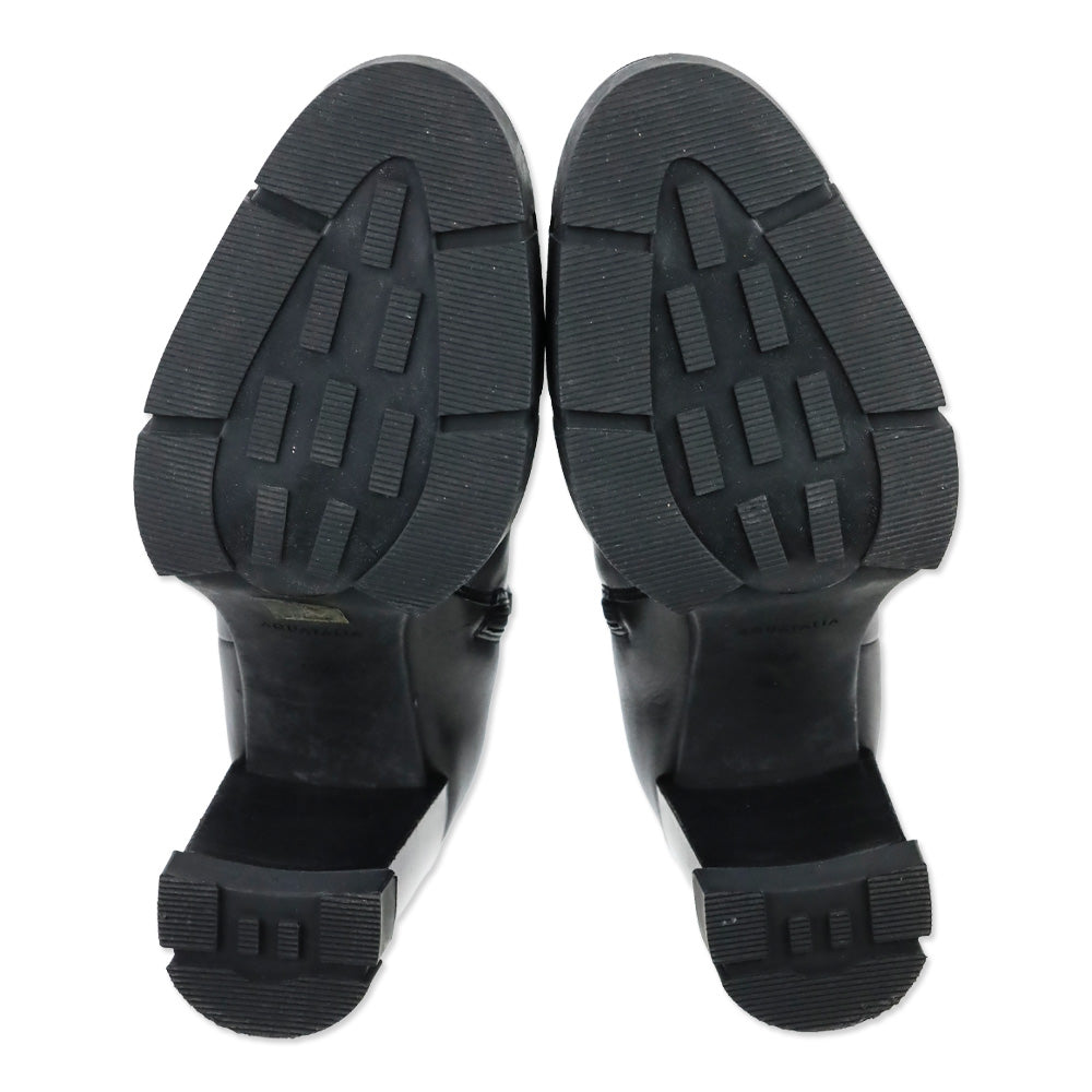 Aquatalia Black Calf Leather Lola Zip Ankle Boot
