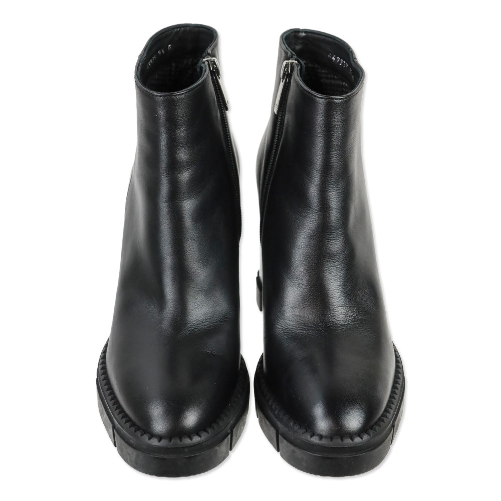 Aquatalia Black Calf Leather Lola Zip Ankle Boot