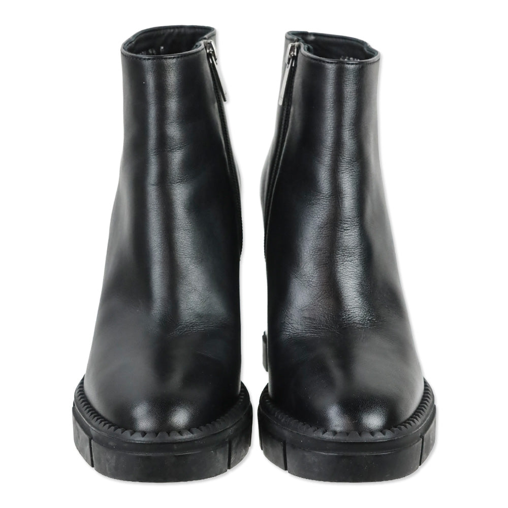 Aquatalia Black Calf Leather Lola Zip Ankle Boot