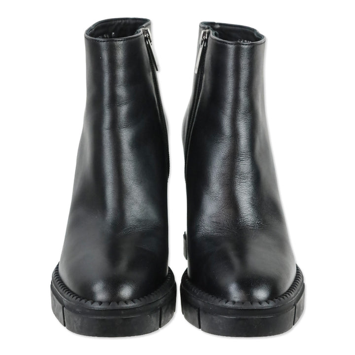 Aquatalia Black Calf Leather Lola Zip Ankle Boot