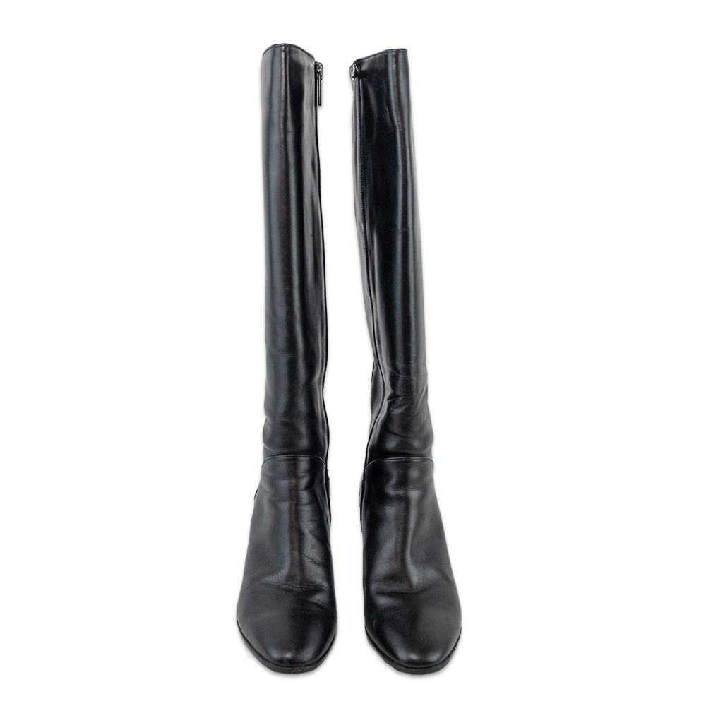 Aquatalia Black Leather Knee High Boots