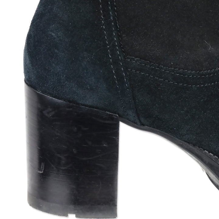Aquatalia Idalia Black Stretch Suede Lug Sole Heeled Booties