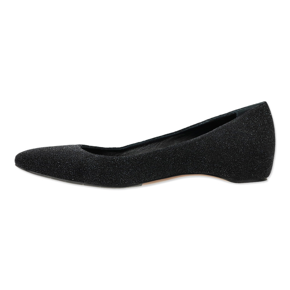 Aquatalia Marcella Black Metallic Glitter Ballerina Flats
