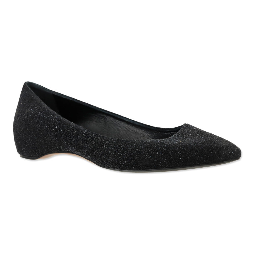 Aquatalia Marcella Black Metallic Glitter Ballerina Flats