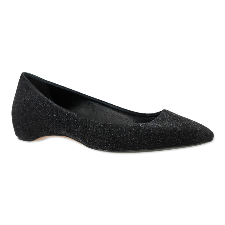 Aquatalia Marcella Black Metallic Glitter Ballerina Flats