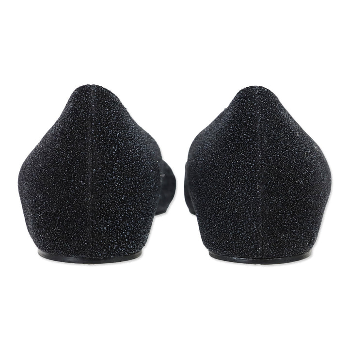 Aquatalia Marcella Black Metallic Glitter Ballerina Flats