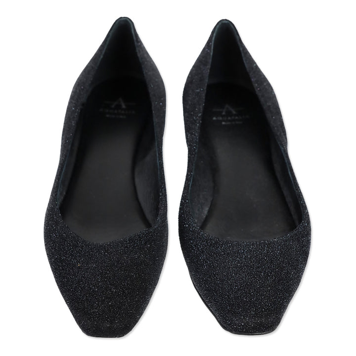 Aquatalia Marcella Black Metallic Glitter Ballerina Flats