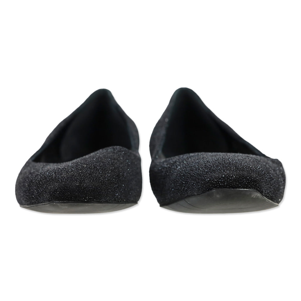 Aquatalia Marcella Black Metallic Glitter Ballerina Flats