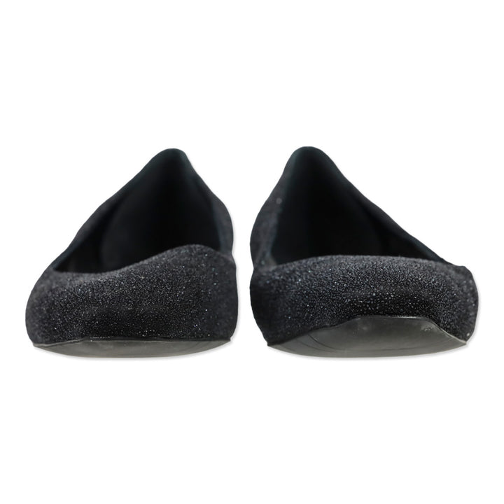 Aquatalia Marcella Black Metallic Glitter Ballerina Flats