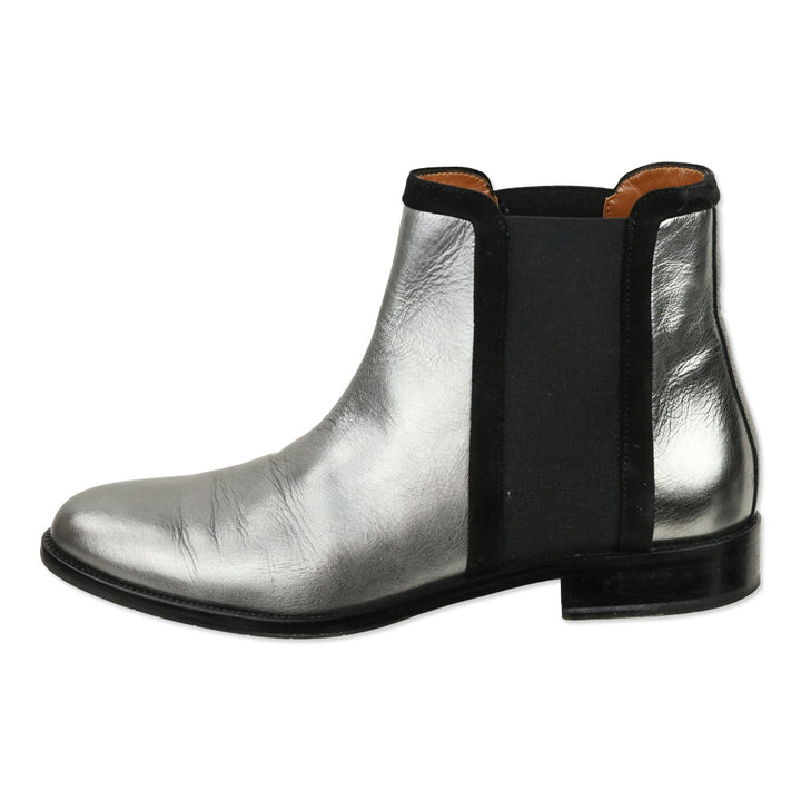 Aquatalia Metallic Gunmetal Leather Yasmine Naplak Chelsea Boot