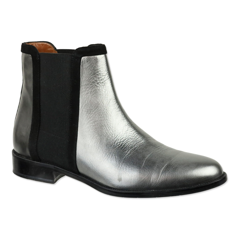 Aquatalia Metallic Gunmetal Leather Yasmine Naplak Chelsea Boot