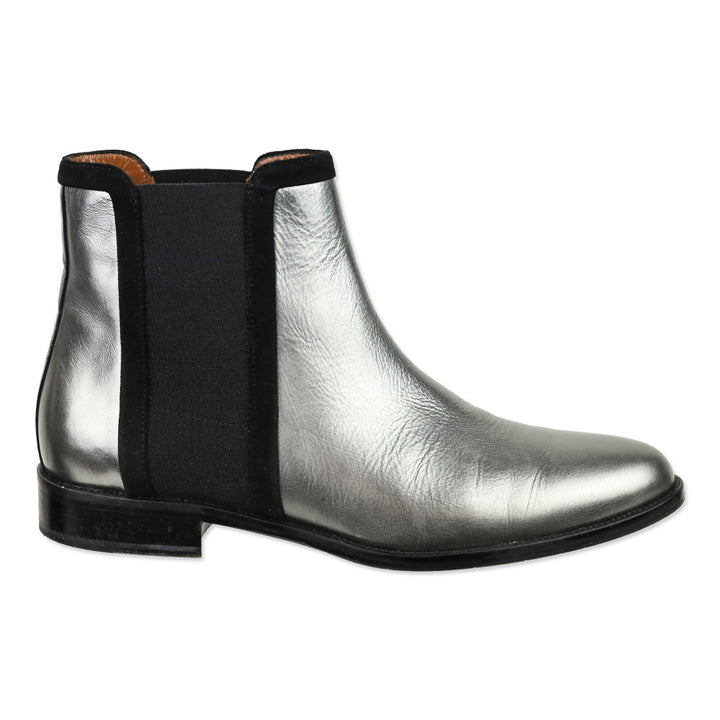 Aquatalia Metallic Gunmetal Leather Yasmine Naplak Chelsea Boot