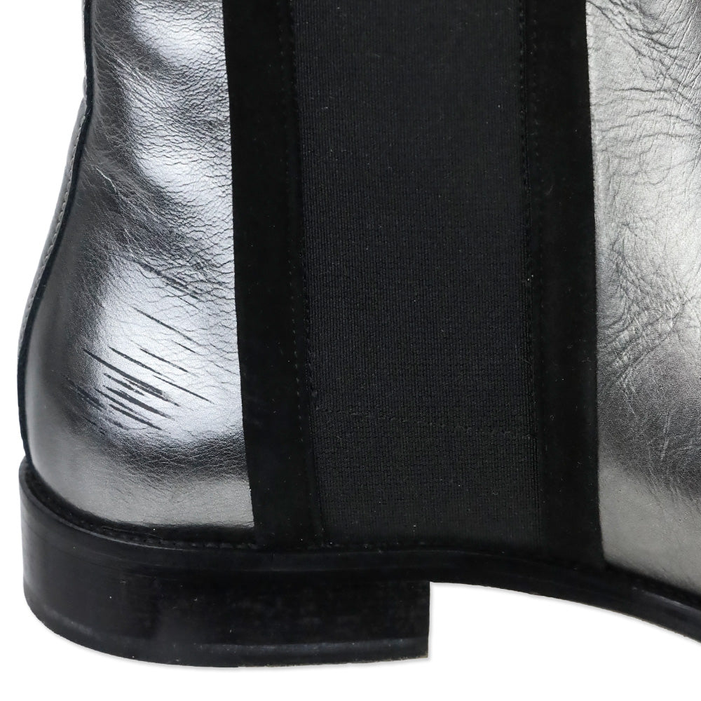 Aquatalia Metallic Gunmetal Leather Yasmine Naplak Chelsea Boot
