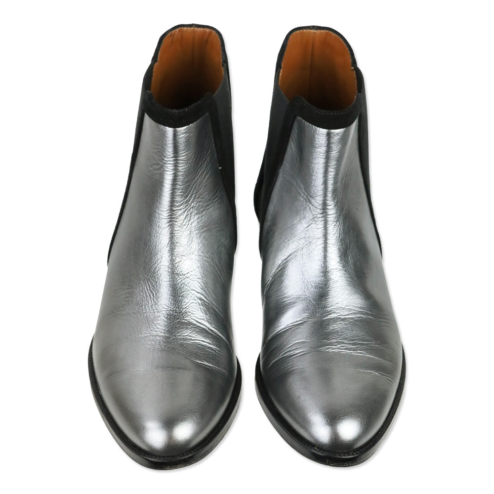 Aquatalia Metallic Gunmetal Leather Yasmine Naplak Chelsea Boot