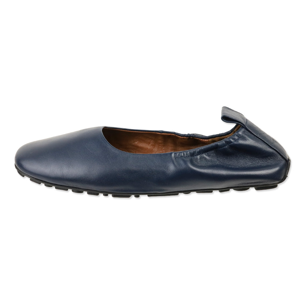Aquatalia Navy Quortney‎ Weatherproof Leather Ballet Flat