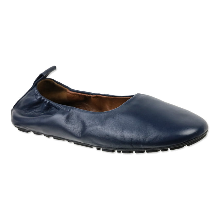 Aquatalia Navy Quortney‎ Weatherproof Leather Ballet Flat