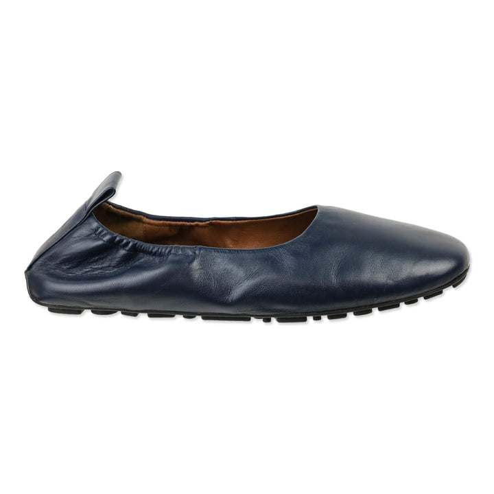 Aquatalia Navy Quortney‎ Weatherproof Leather Ballet Flat