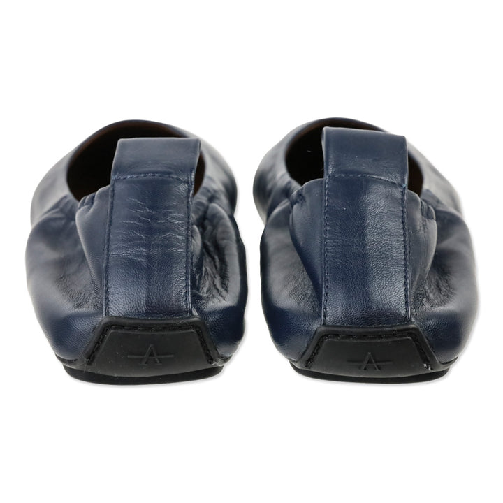 Aquatalia Navy Quortney‎ Weatherproof Leather Ballet Flat
