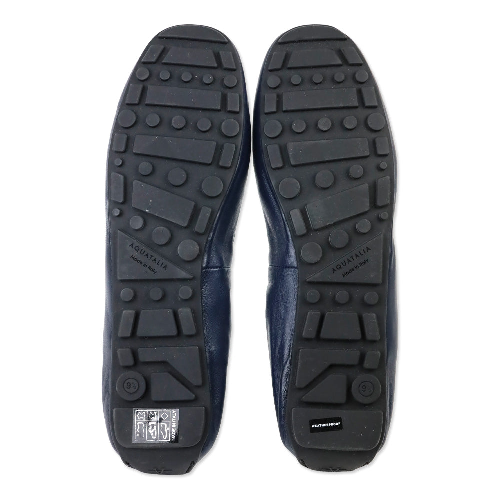 Aquatalia Navy Quortney‎ Weatherproof Leather Ballet Flat