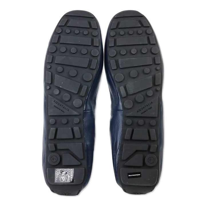 Aquatalia Navy Quortney‎ Weatherproof Leather Ballet Flat