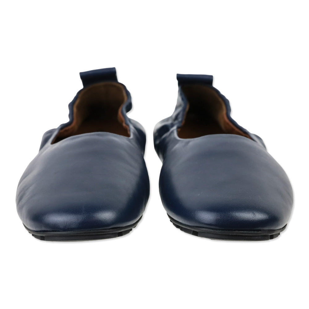 Aquatalia Navy Quortney‎ Weatherproof Leather Ballet Flat