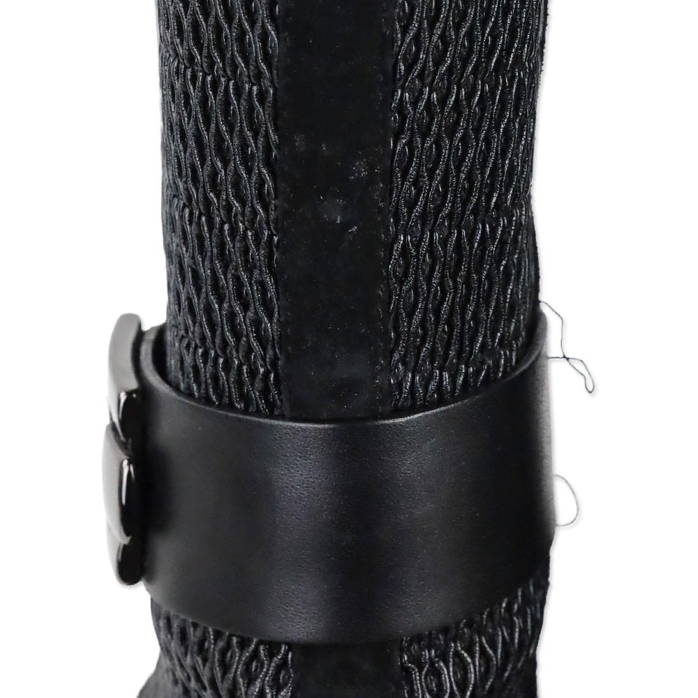 Aquatalia Odilia Black Stretch Leather and Suede Calf Riding Boots