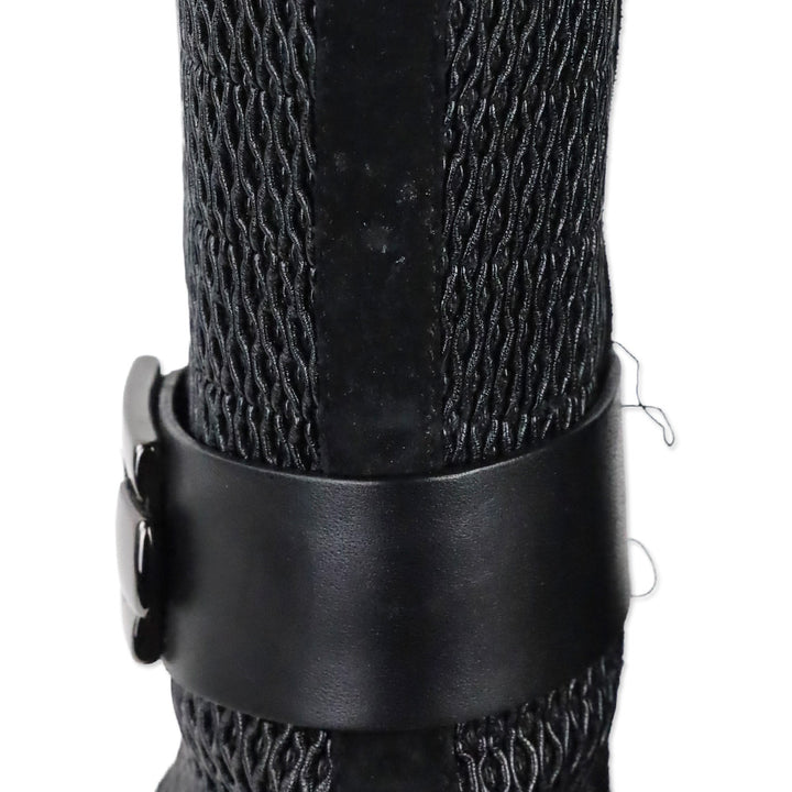 Aquatalia Odilia Black Stretch Leather and Suede Calf Riding Boots