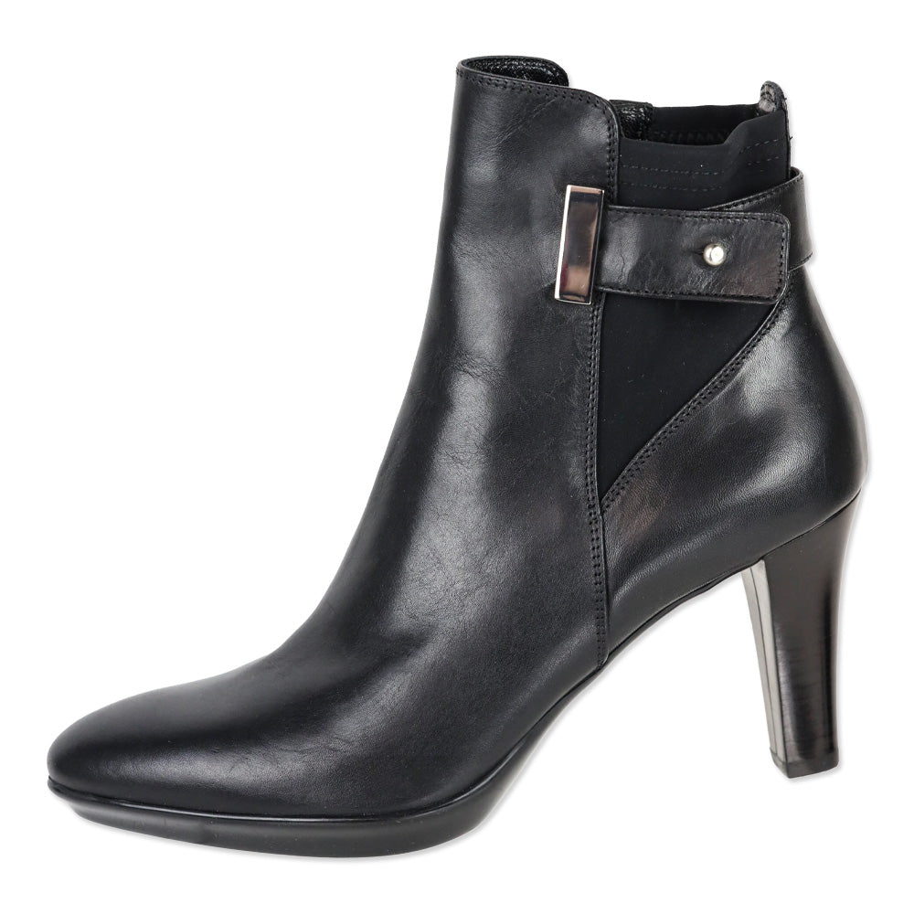 Aquatalia Royal Black Leather Zip Waterproof Ankle Bootie