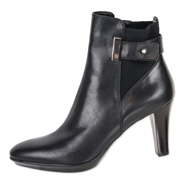 Aquatalia Royal Black Leather Zip Waterproof Ankle Bootie