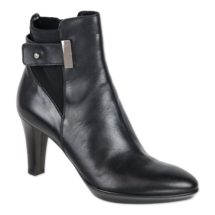 Aquatalia Royal Black Leather Zip Waterproof Ankle Bootie