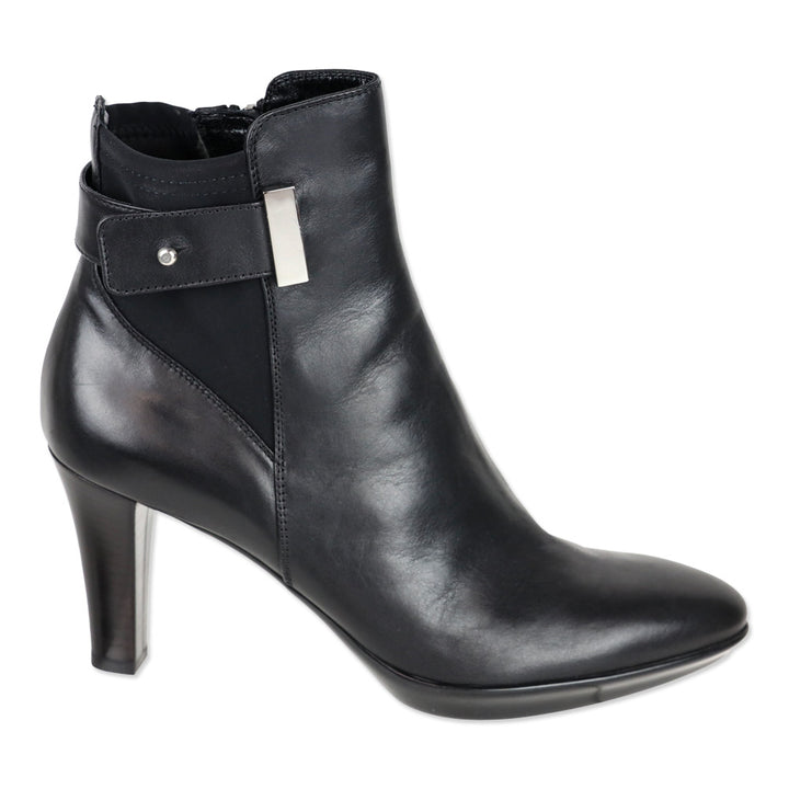 Aquatalia Royal Black Leather Zip Waterproof Ankle Bootie