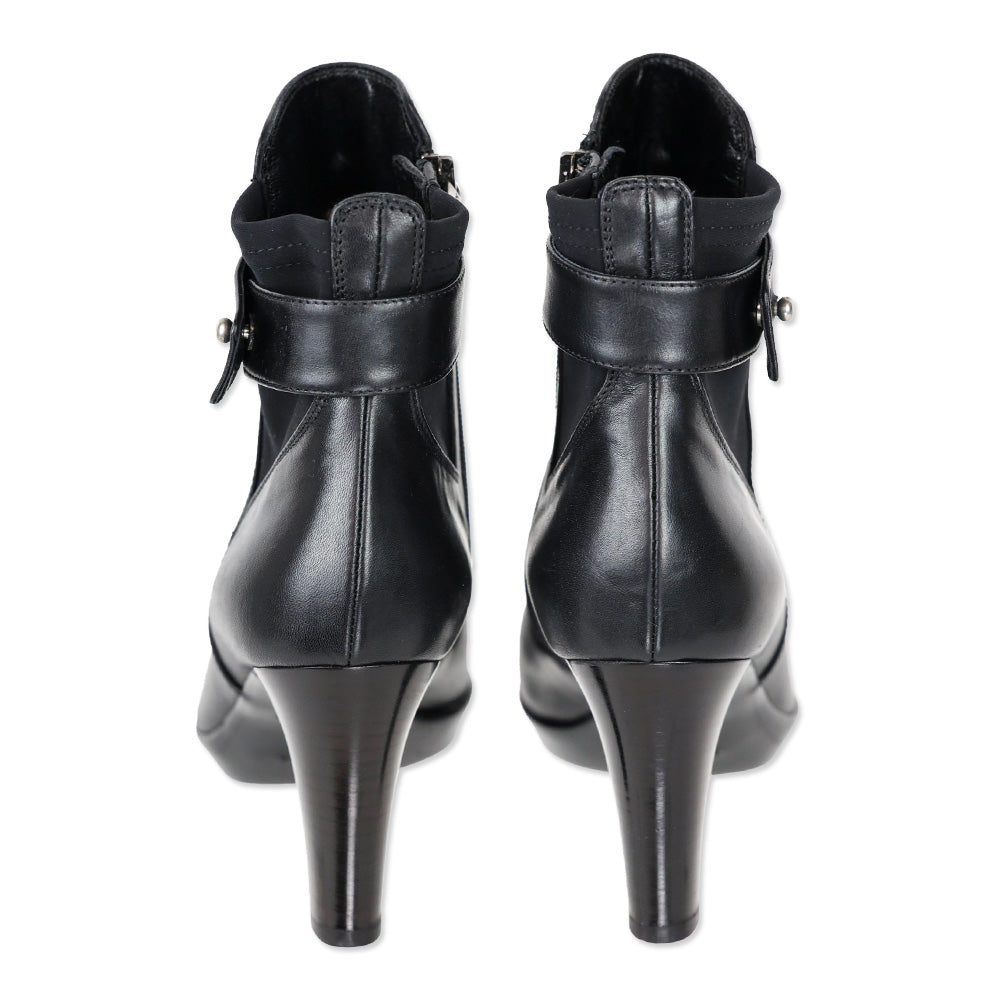 Aquatalia Royal Black Leather Zip Waterproof Ankle Bootie