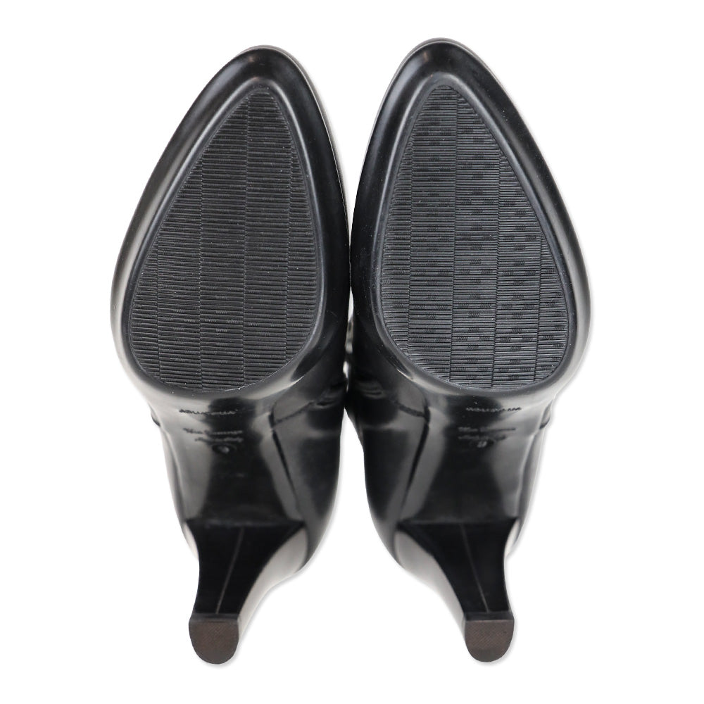Aquatalia Royal Black Leather Zip Waterproof Ankle Bootie