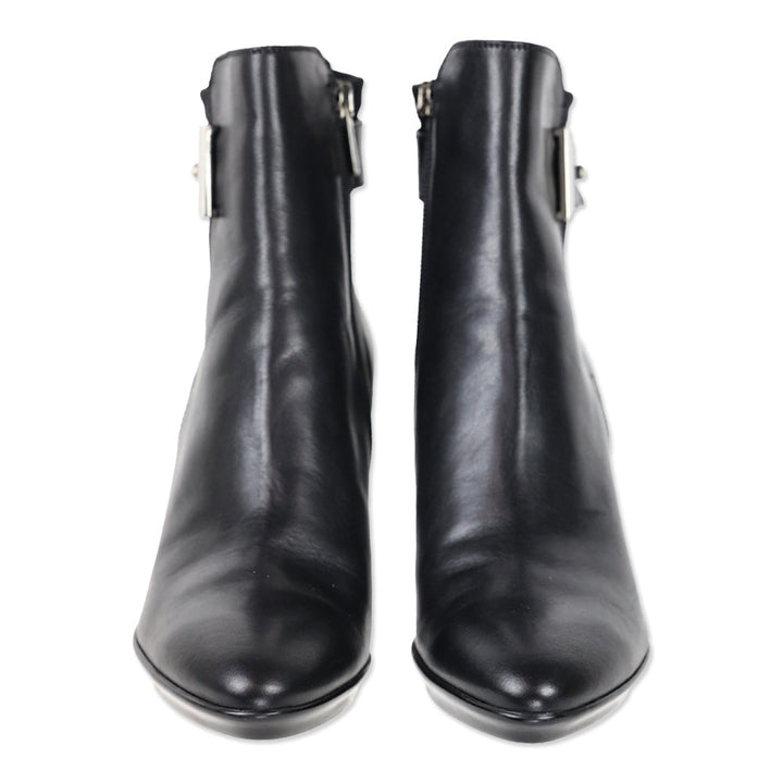 Aquatalia Royal Black Leather Zip Waterproof Ankle Bootie