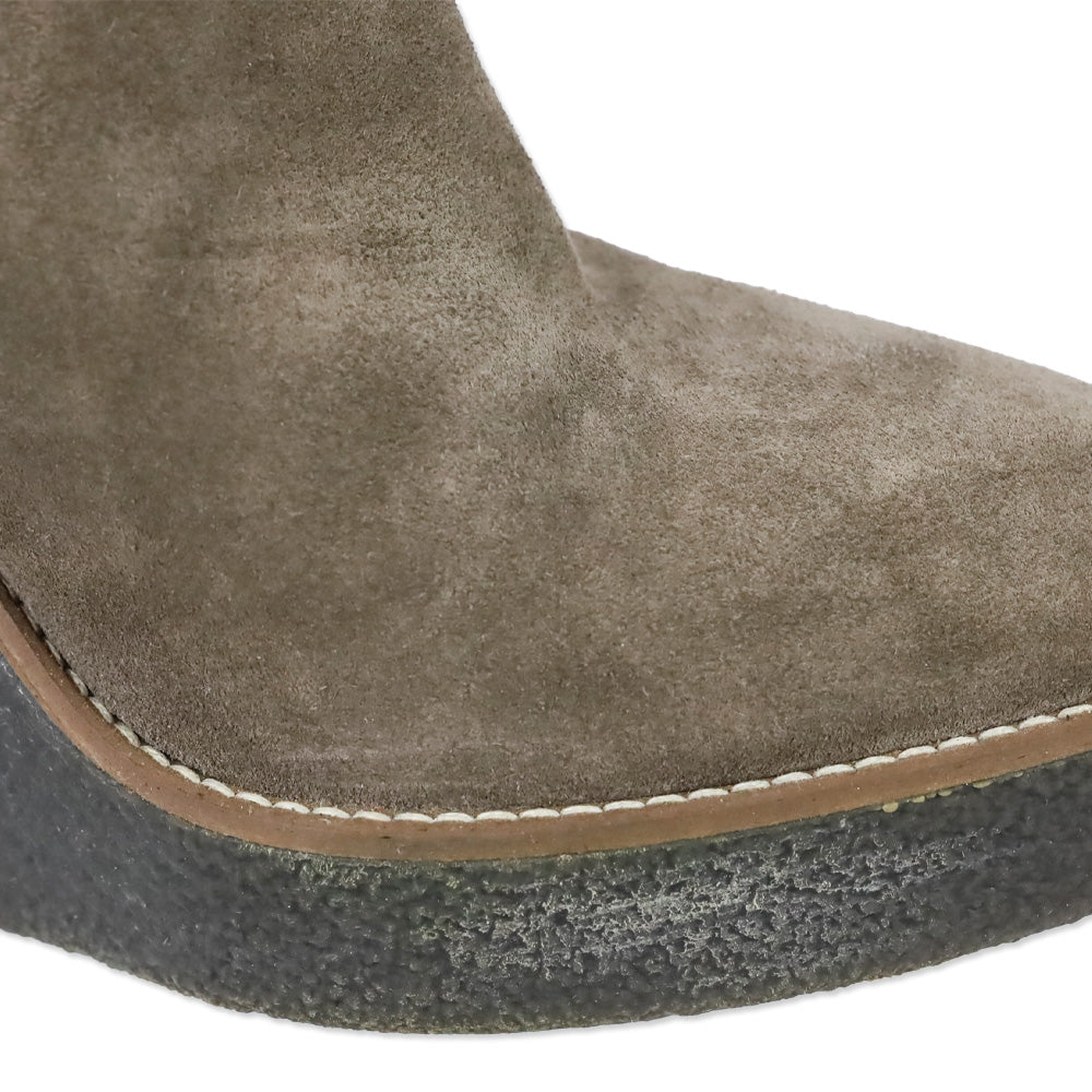 Aquatalia Viola Brown Suede Tasseled Fringe Mid Calf Wedge Boot