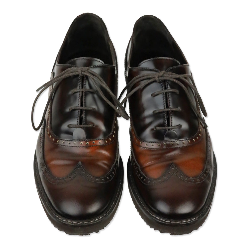 Aquatalia Xandra Brown Leather Closed Oxfords