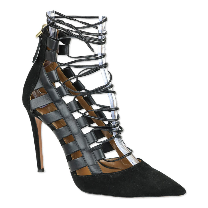 Aquazzura Black Suede and Leather Amazon Pump 105
