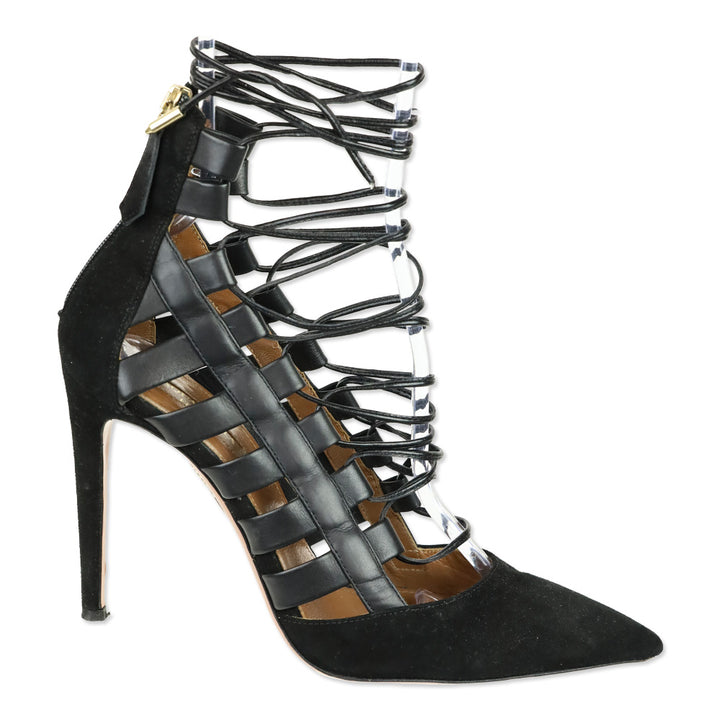 Aquazzura Black Suede and Leather Amazon Pump 105