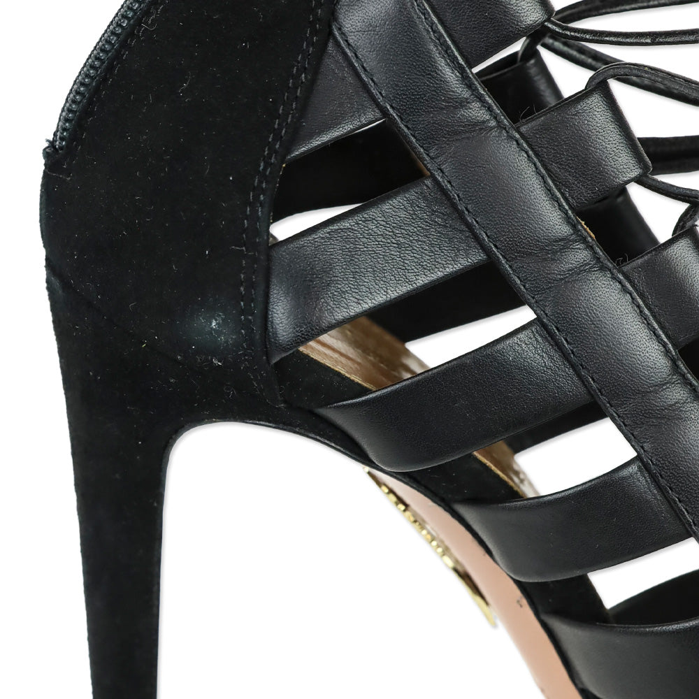 Aquazzura Black Suede and Leather Amazon Pump 105