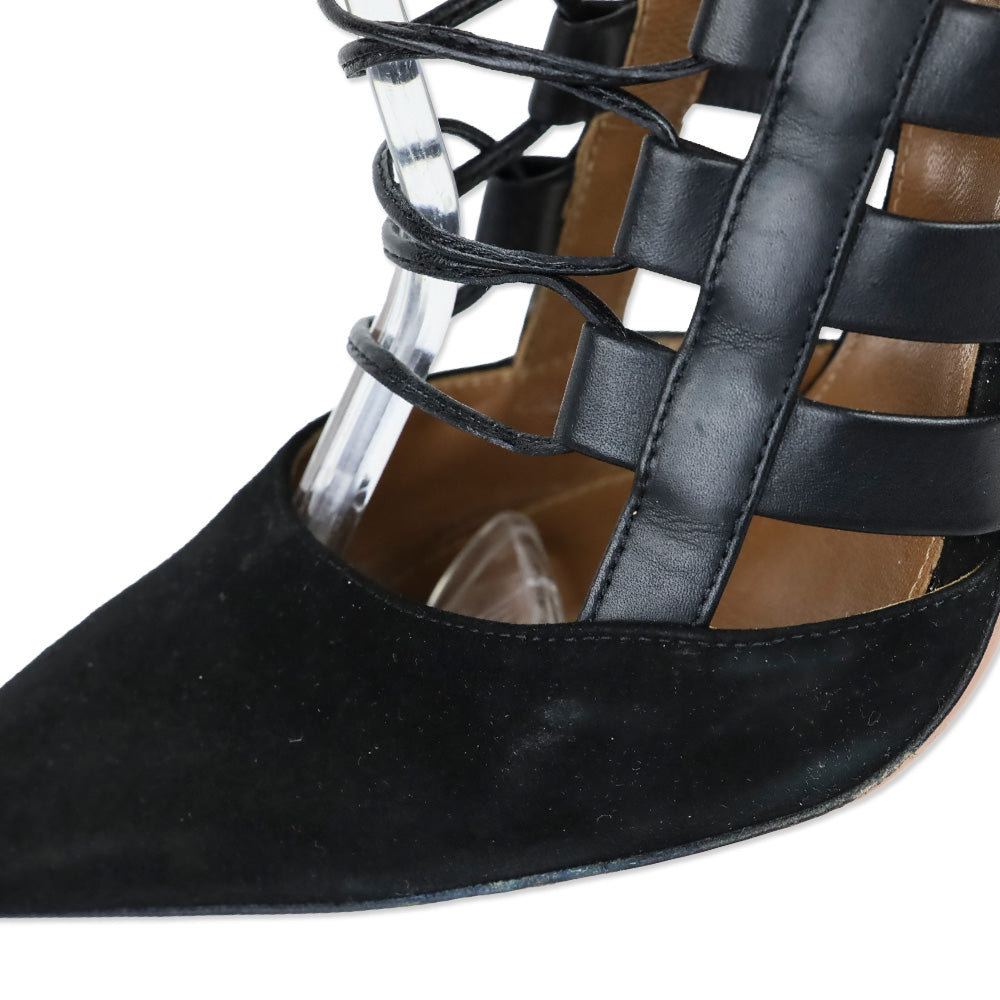 Aquazzura Black Suede and Leather Amazon Pump 105