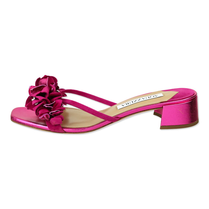 Aquazzura Metallic Fuchsia Nappa Lame Bougainmillea 30mm Slide