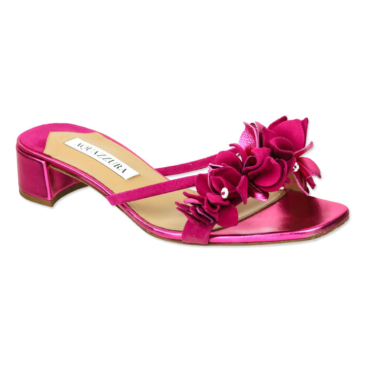 Aquazzura Metallic Fuchsia Nappa Lame Bougainmillea 30mm Slide