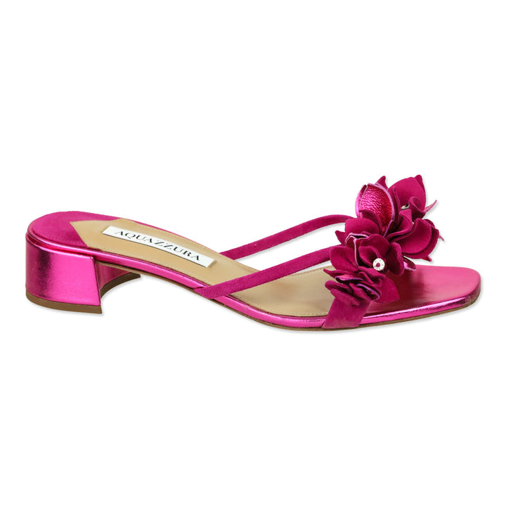 Aquazzura Metallic Fuchsia Nappa Lame Bougainmillea 30mm Slide