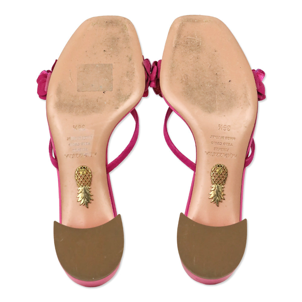 Aquazzura Metallic Fuchsia Nappa Lame Bougainmillea 30mm Slide